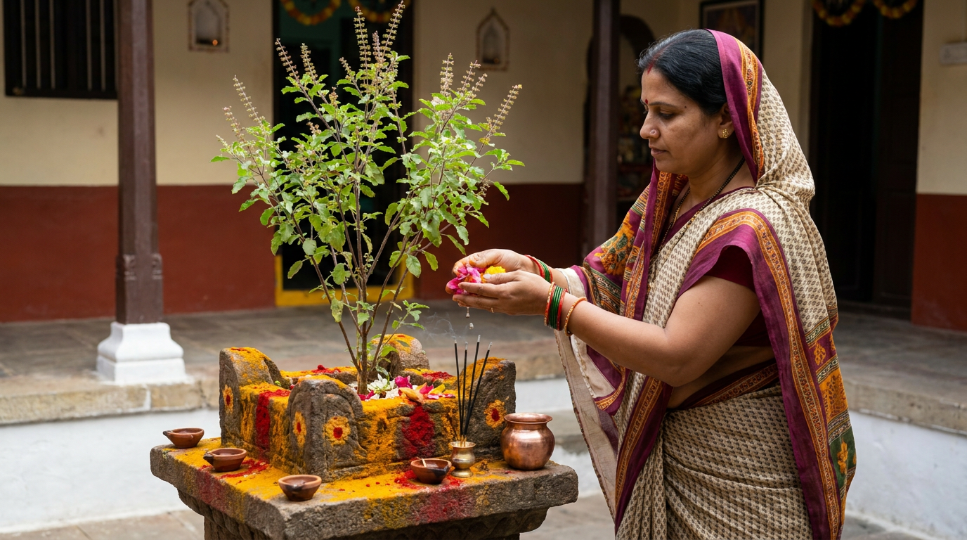 भक्ति परंपरा में तुलसी की पूजा क्यों की जाती है ASsDWEjEAIAHuuM6uYMf