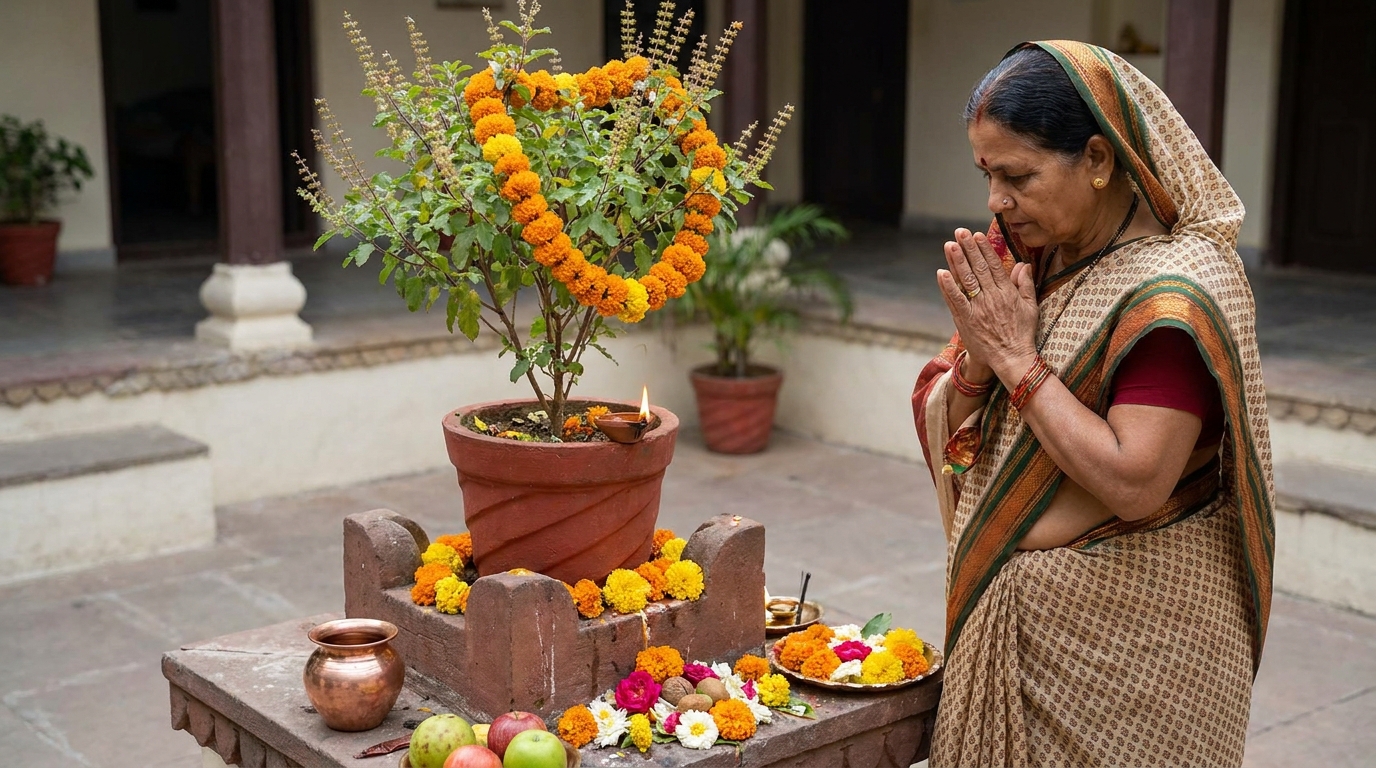 भक्ति परंपरा में तुलसी की पूजा क्यों की जाती है K8BsWgnoCkgPcgwkRXJD
